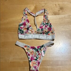 PINK Victoria's Secret Floral Bralette and Bikini set